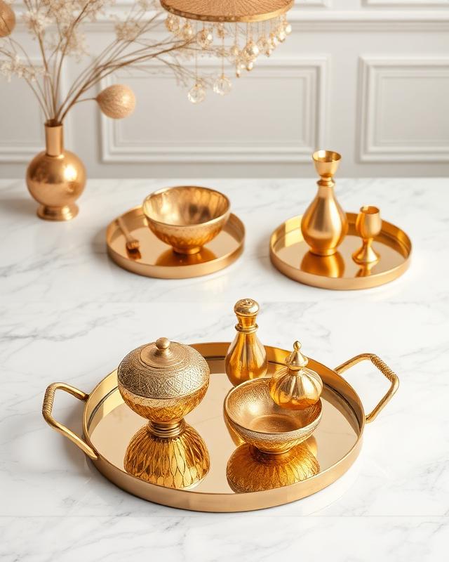 Ashtok Pure Brass Pooja Thali Set with Kalash & Diya